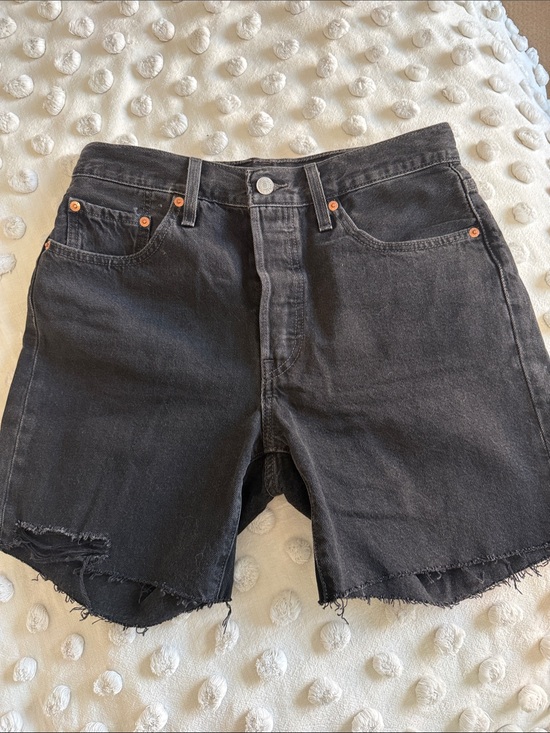 Levi's Pants - Levi's Black High-Rise Raw Hem Denim Shorts
